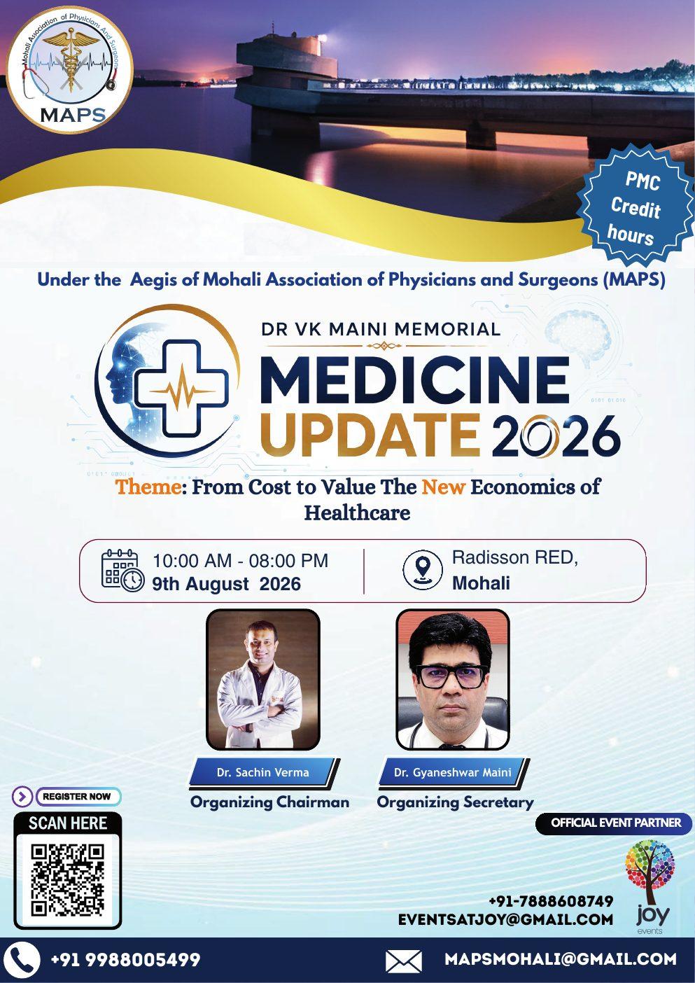 MEDICON 2026, Dr. V.K. Maini Memorial Medicine Update brochure, Tricity Doctors Forum